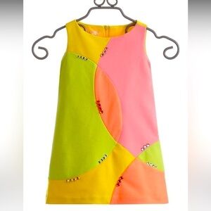 BISCOTTI Neon Color Block Little Girls shift tank dress Rhinestones